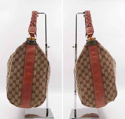 Gucci Bamboo Bar Shoulder Bag GG Canvas