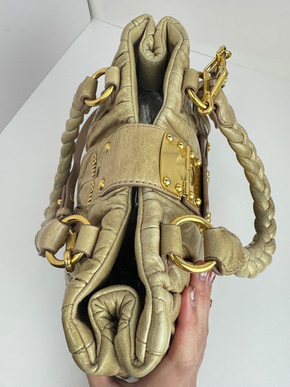 Miumiu Matelasse handle beige leather
