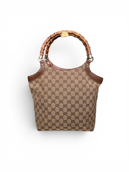 Gucci GG Canvas Top Handle Bamboo Brown