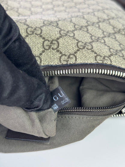 Gucci Front Zip Messenger Dark Brown GG Coated Canvas
