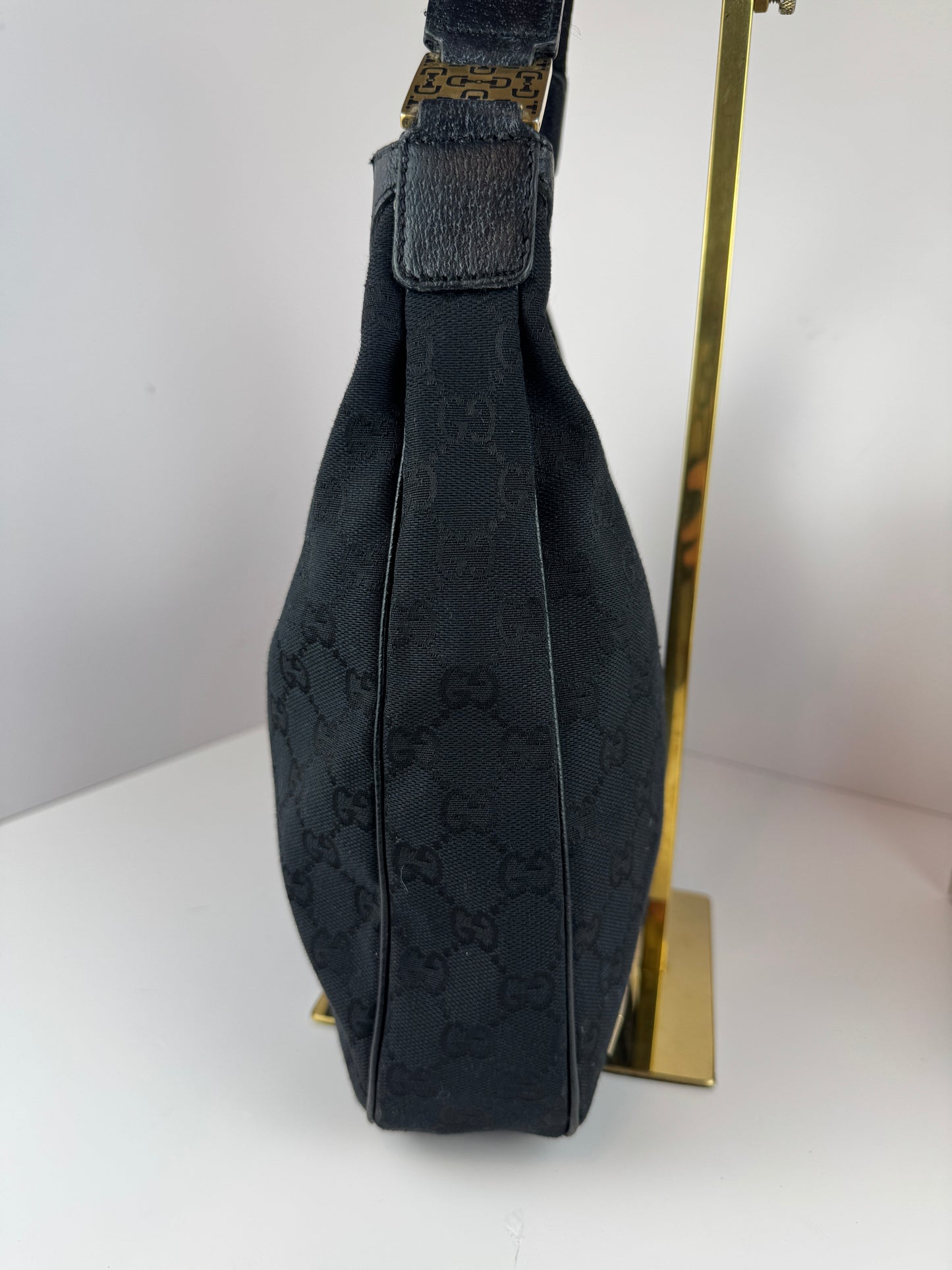 Gucci Hobo GG Canvas Black Shoulder Bag