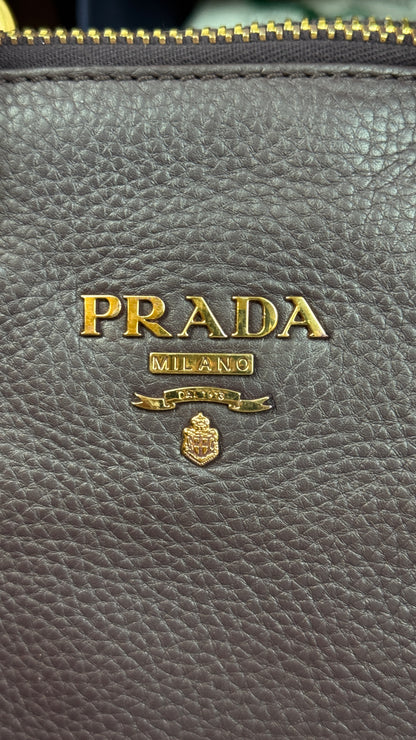 Prada Vitello Daino Leather Bauletto Purple