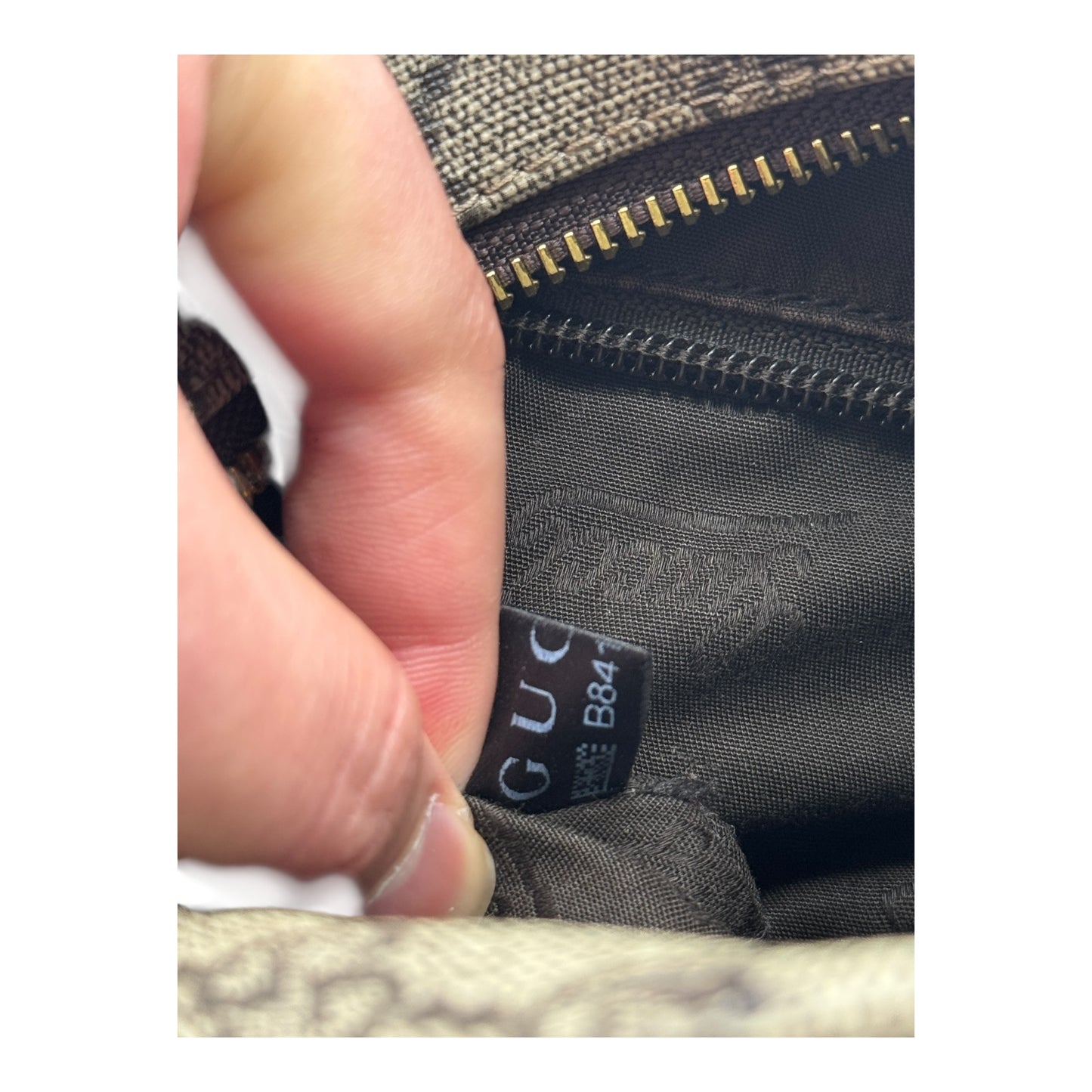 Authentic Gucci Front Zip camera Bag GG Coated