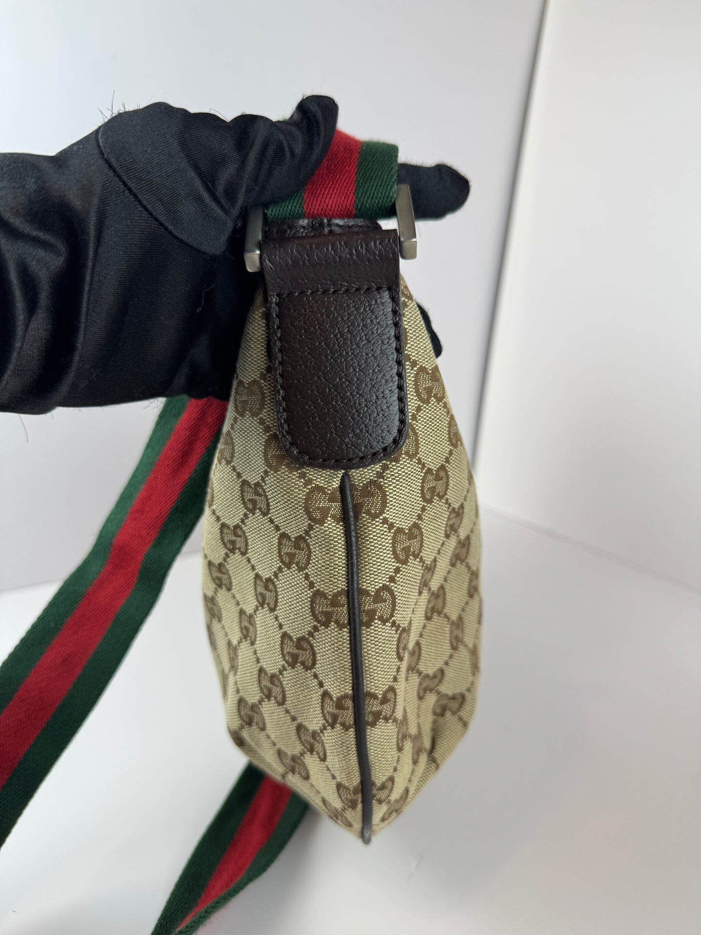 Gucci Web Halfmoon Crossbody GG Canvas