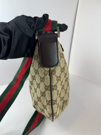 Gucci Web Halfmoon Crossbody GG Canvas
