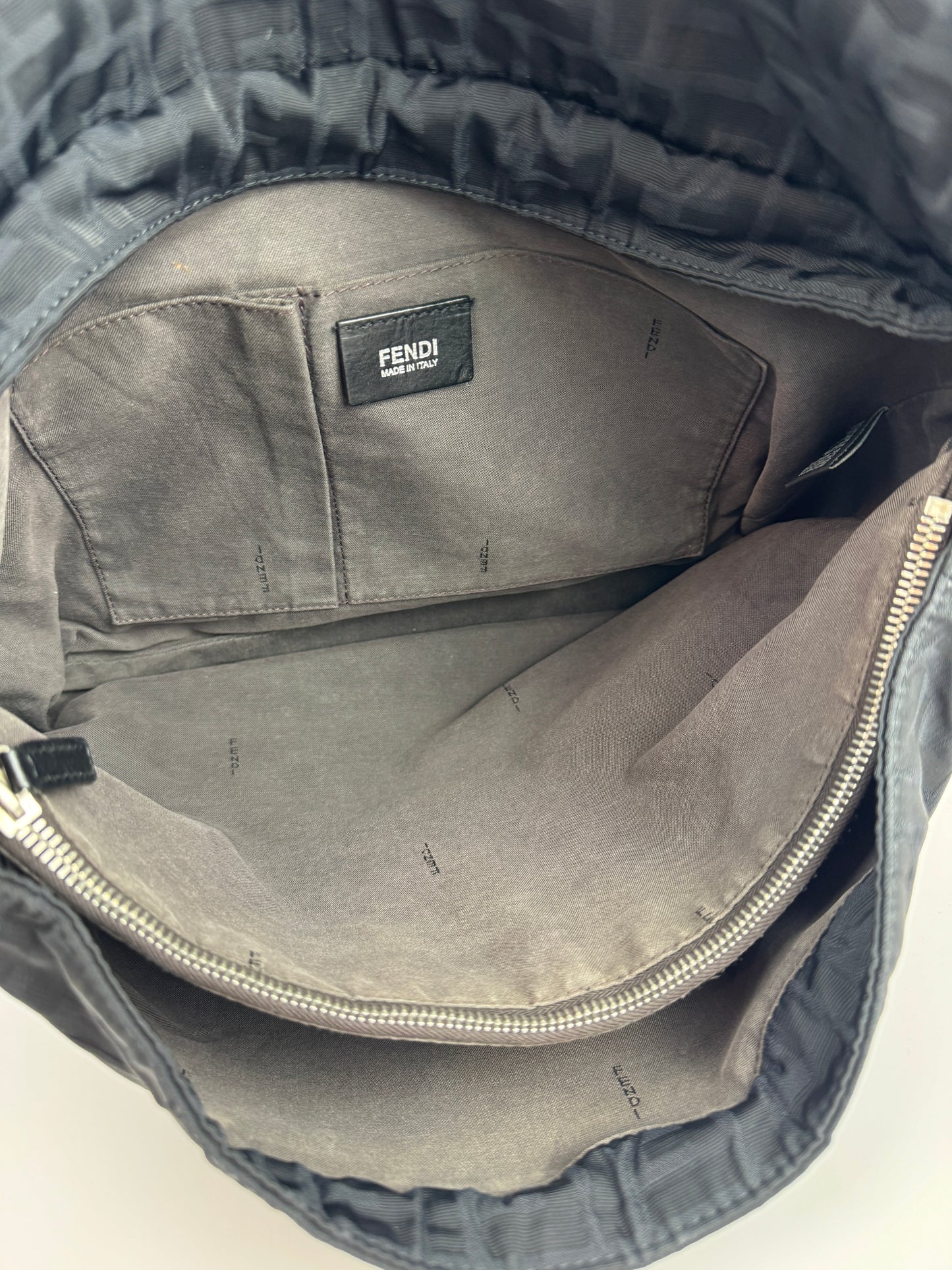 Fendi Zucca Flap Messenger Black