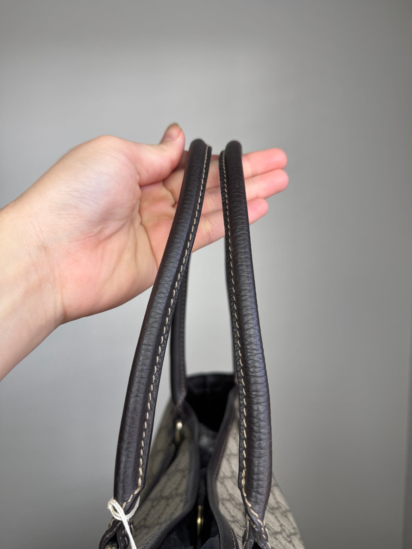 GUCCI Shopping Tote GG Coated Canvas Brown