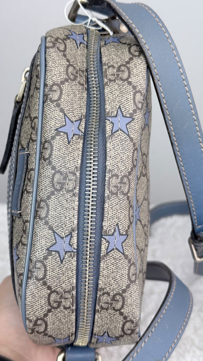 GUCCI GG Supreme Star Crossbody Coated Canvas Blue
