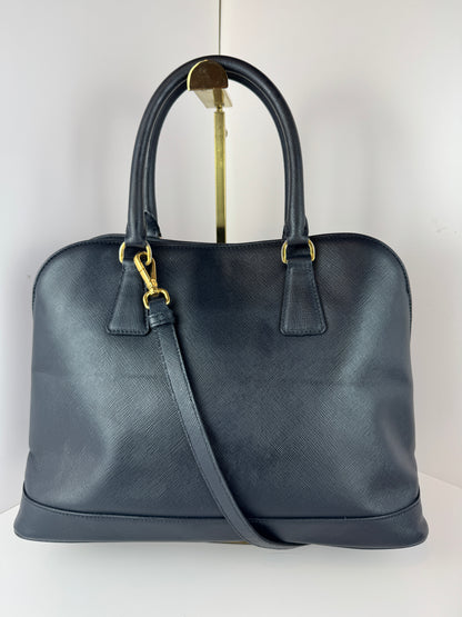 Prada Vernice Medium Open Promenade tote Navy Black