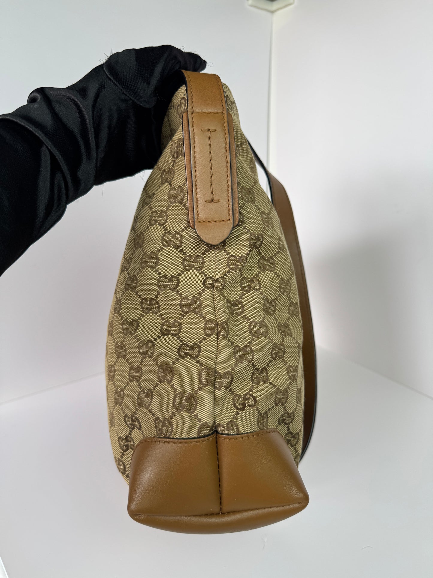 Gucci Web Loop Shoulder GG Canvas Light Brown