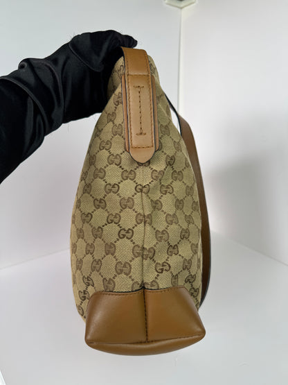 Gucci Web Loop Shoulder GG Canvas Light Brown