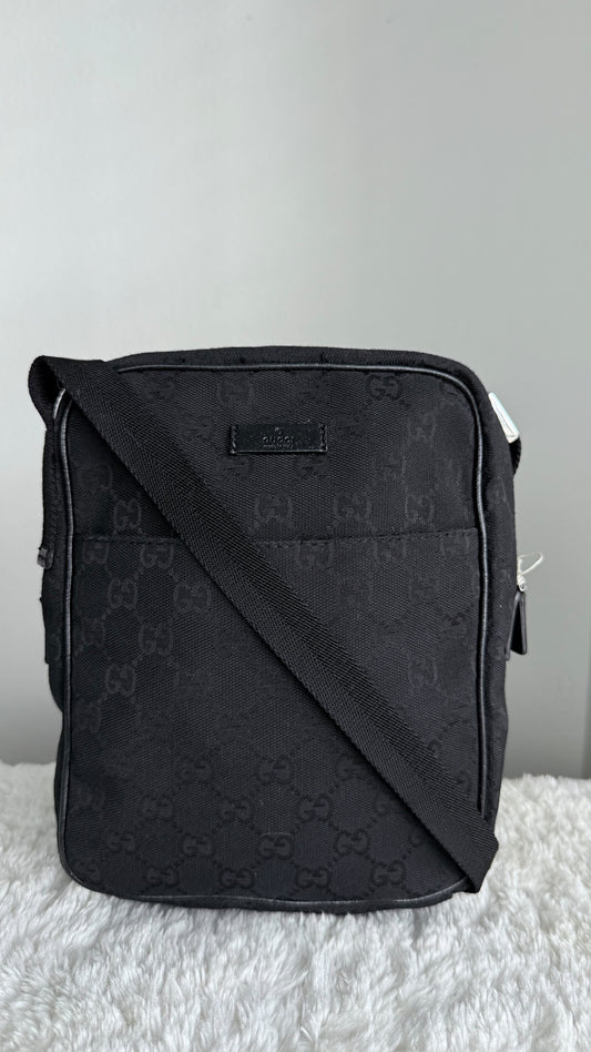 GUCCI Front pocket GG canvas Black Crossbody Black