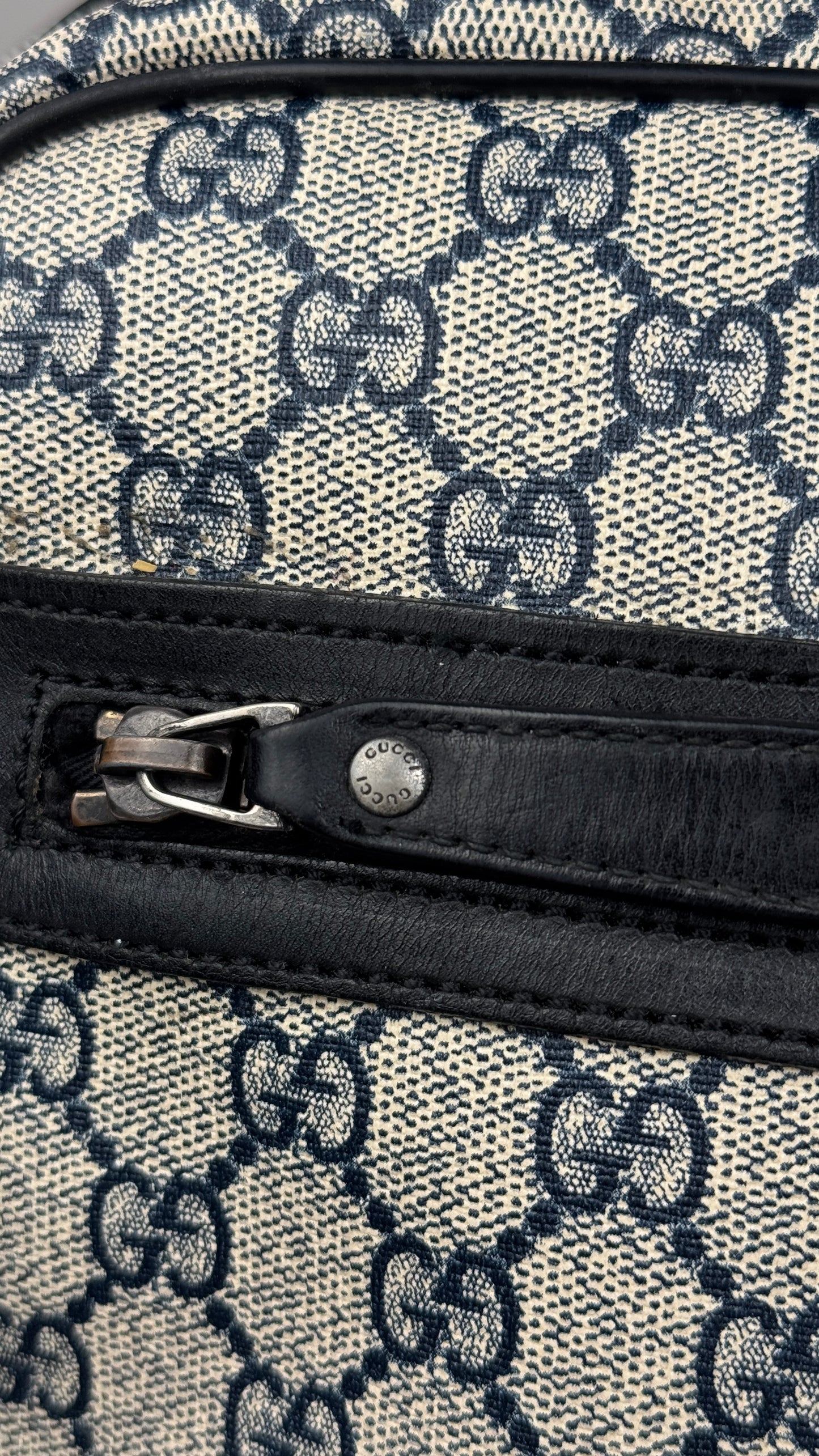 Gucci Front Zip Messenger Navy