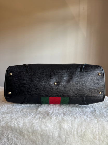 Gucci Web Pebbed Leather Blonde Bowler