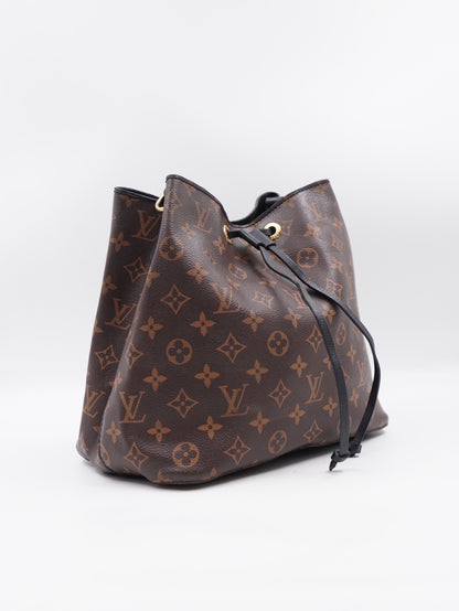 Louis Vuitton Noé BB / Shoulder Bucket Bag – Monogram Canvas with Black Leather Trim