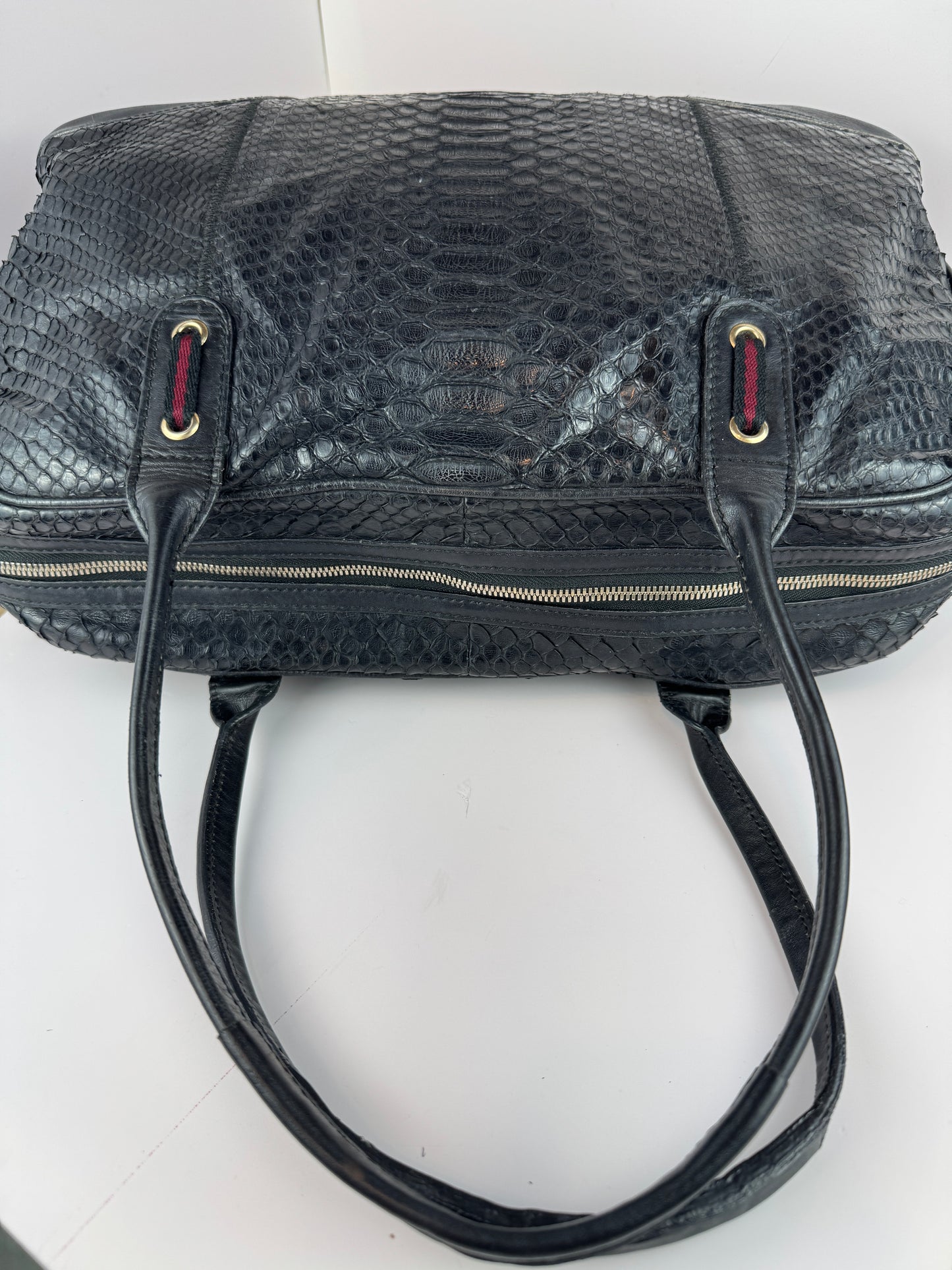 Gucci Princy Hobo Python Black Leather Web stripe