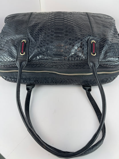 Gucci Princy Hobo Python Black Leather Web stripe