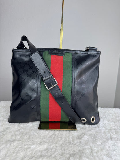 GUCCI Web Flat 500 Messenger GG Imprime Medium Black