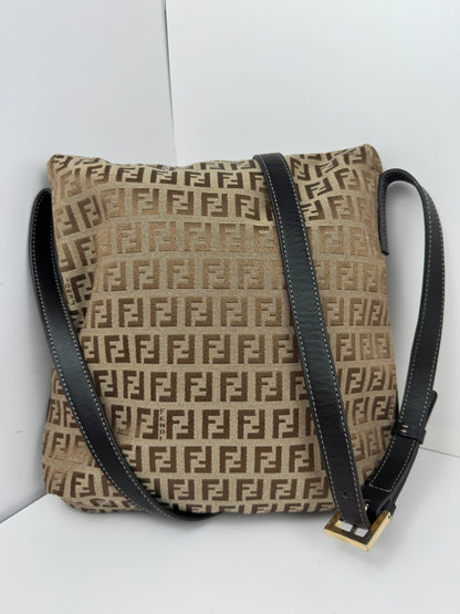 FENDI FF Monogram Crossbody Brown Bag