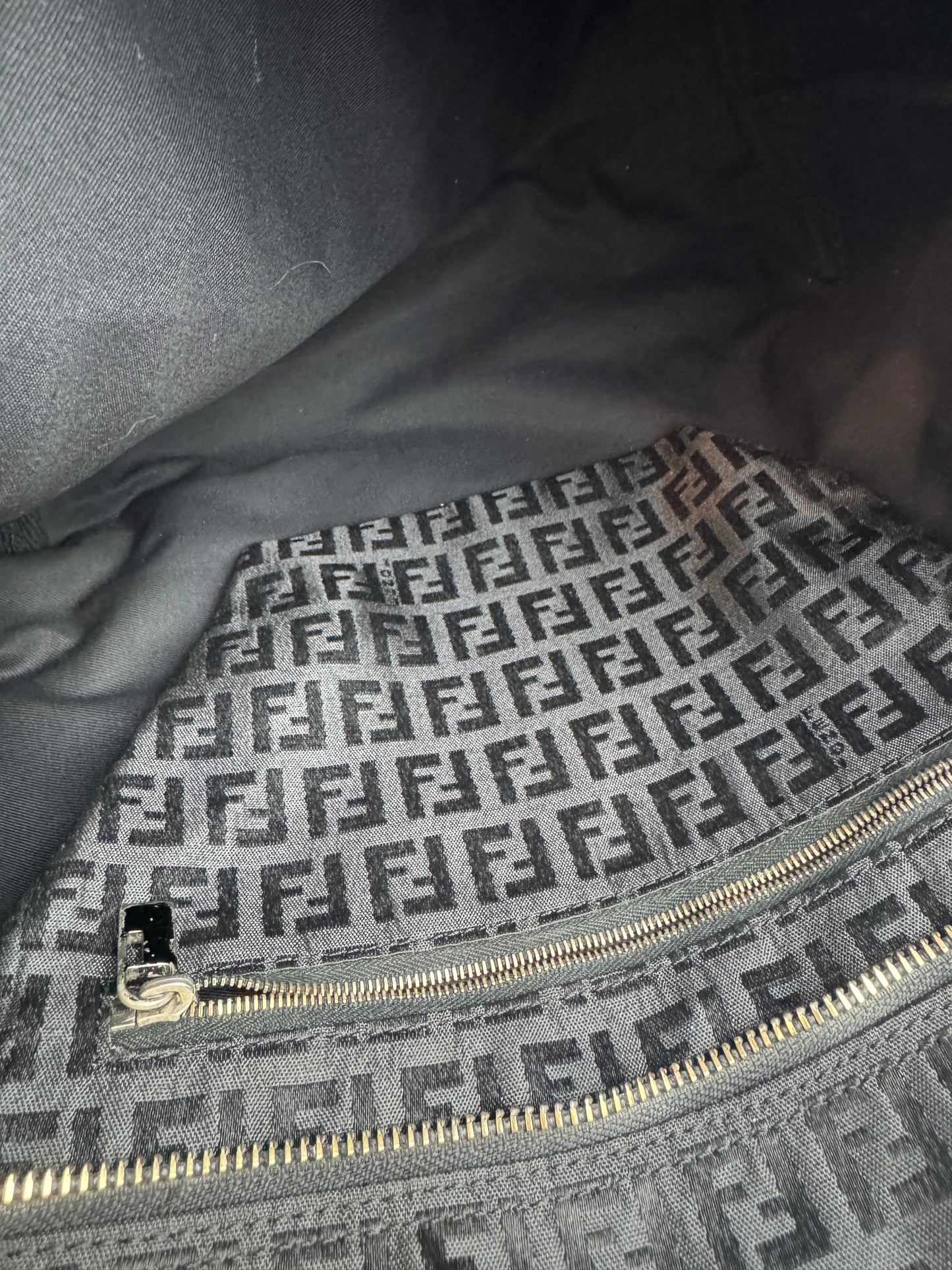 Fendi Zucchino Tote Canvas Black