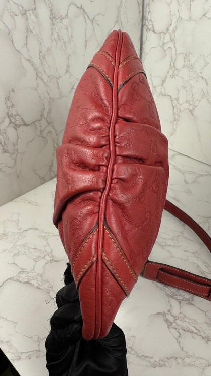 Gucci Abbey GG Monogram Embossed Leather Red