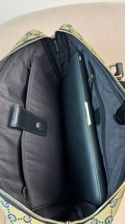 Gucci Web Briefcase GG Canvas Navy