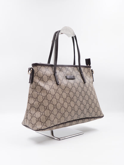 Gucci Small Tote W Strap GG Coated Canvas Brown