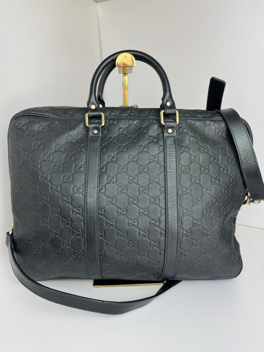 Gucci Briefcase Monogram GG Leather Black