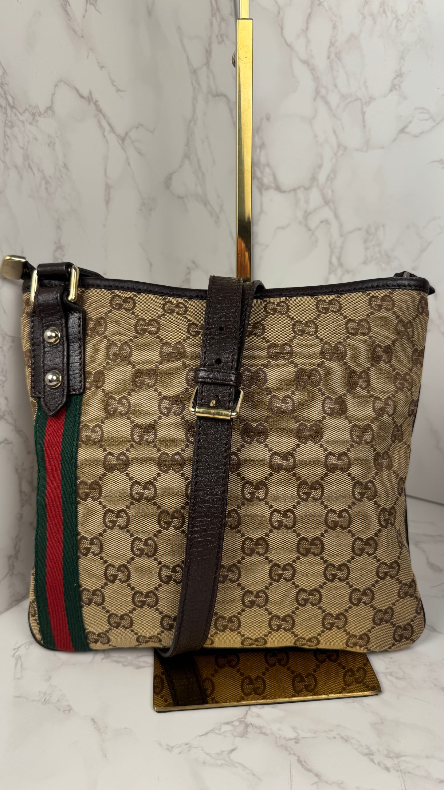 Gucci Jolicoeur GG Canvas Crossbody Brown
