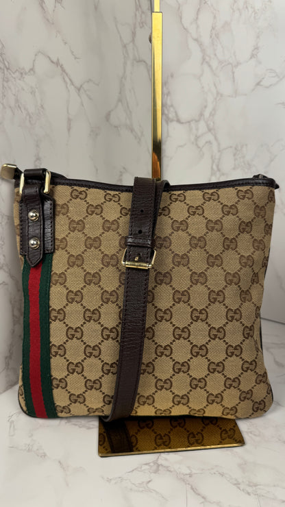 Gucci Jolicoeur GG Canvas Crossbody Brown