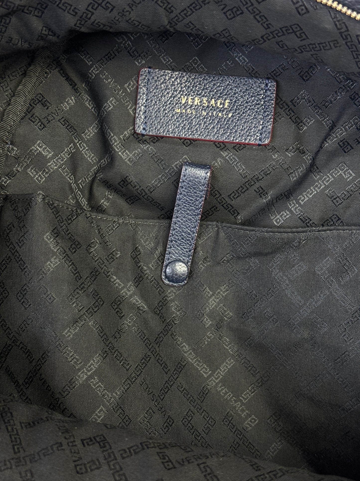VERSACE La Medusa Backpack in Navy Leather