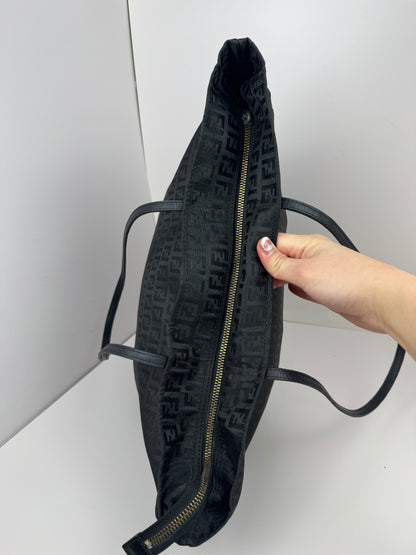 Fendi Zucchino Tote Canvas Black