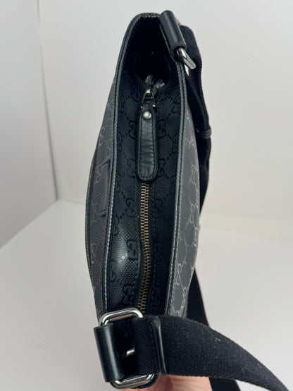 Gucci Flat Messenger Krystal GG Supreme canvas Black