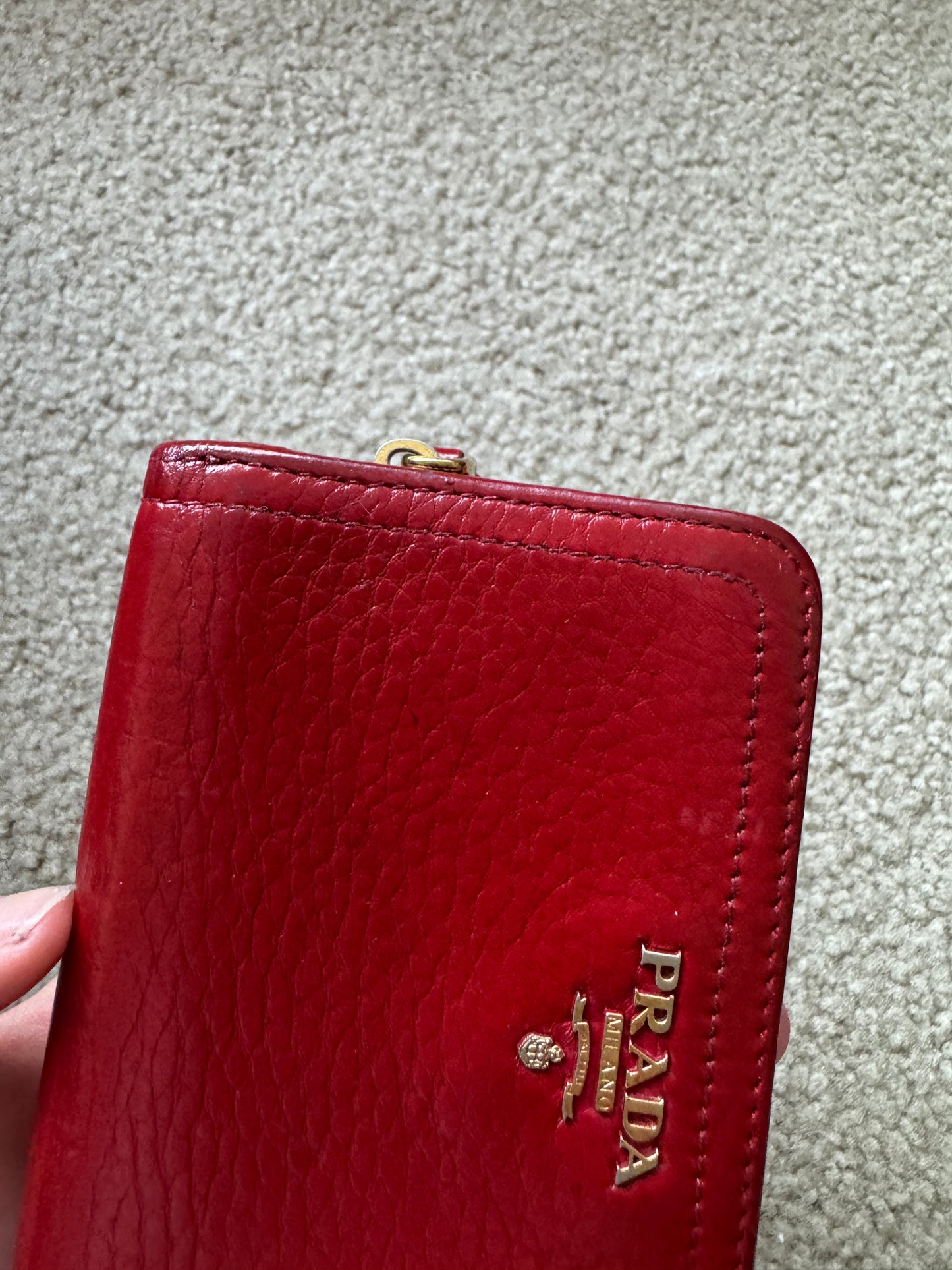 Prada leather Red wallet