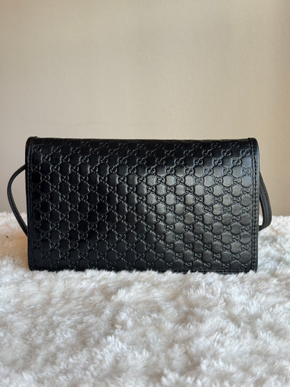GUCCI micro Guccissima crossbody leather Black