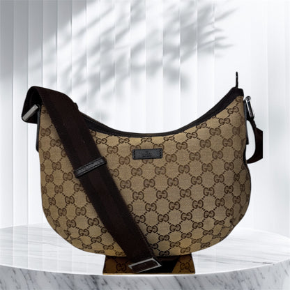 Gucci Half Moon Saddle Crossbody Brown