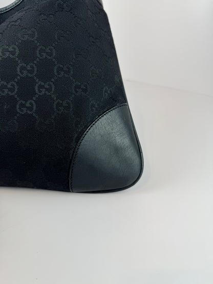 GUCCI Lobster Clasp Jackie O Hobo  Shoulder monogram Black