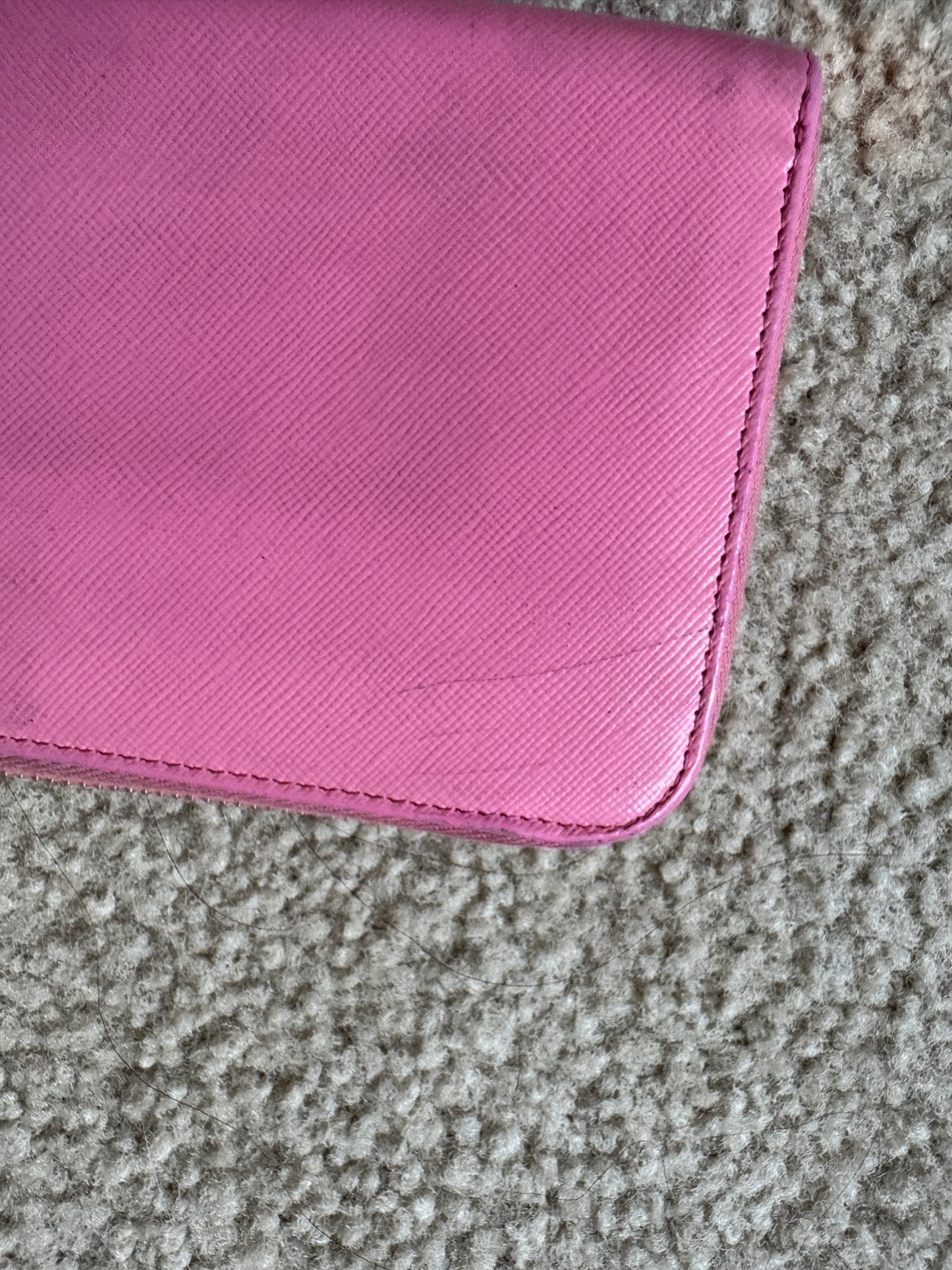 Prada saffiano zippy pink