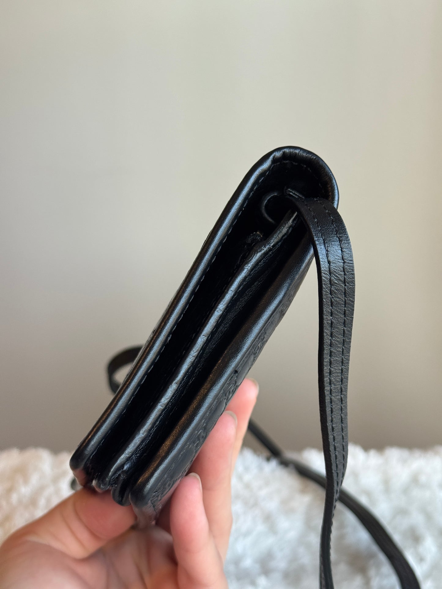GUCCI micro Guccissima crossbody leather Black