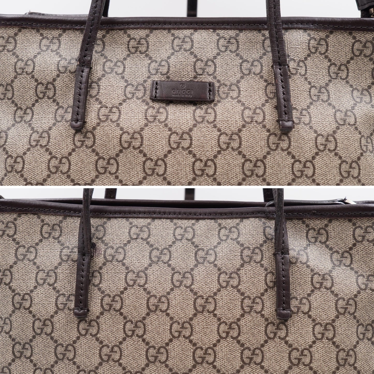 Gucci Small Tote W Strap GG Coated Canvas Brown