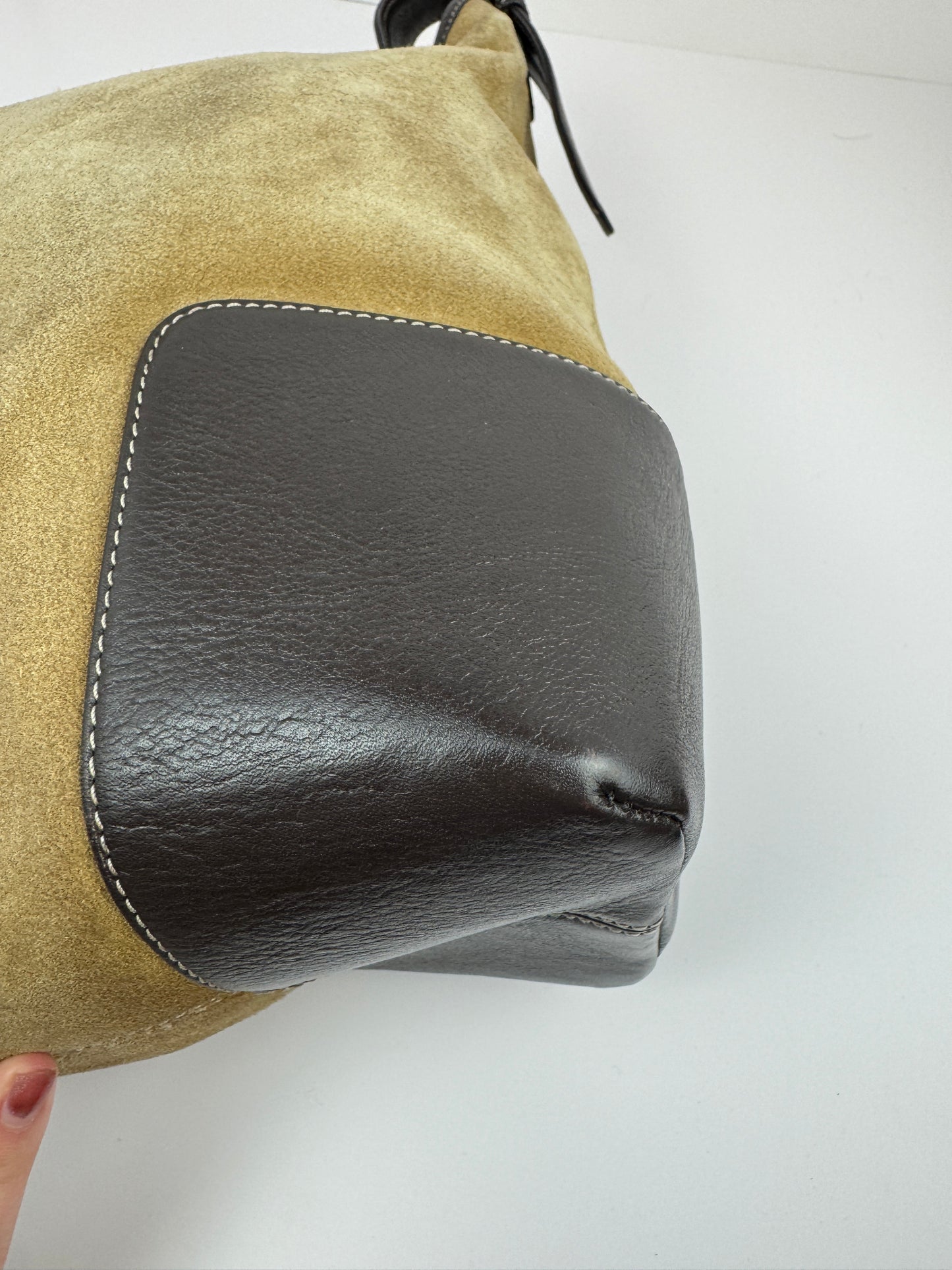 Loewe Anagram Shoulder Suede Leather Bag