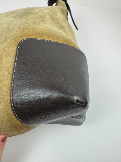 Loewe Anagram Shoulder Suede Leather Bag