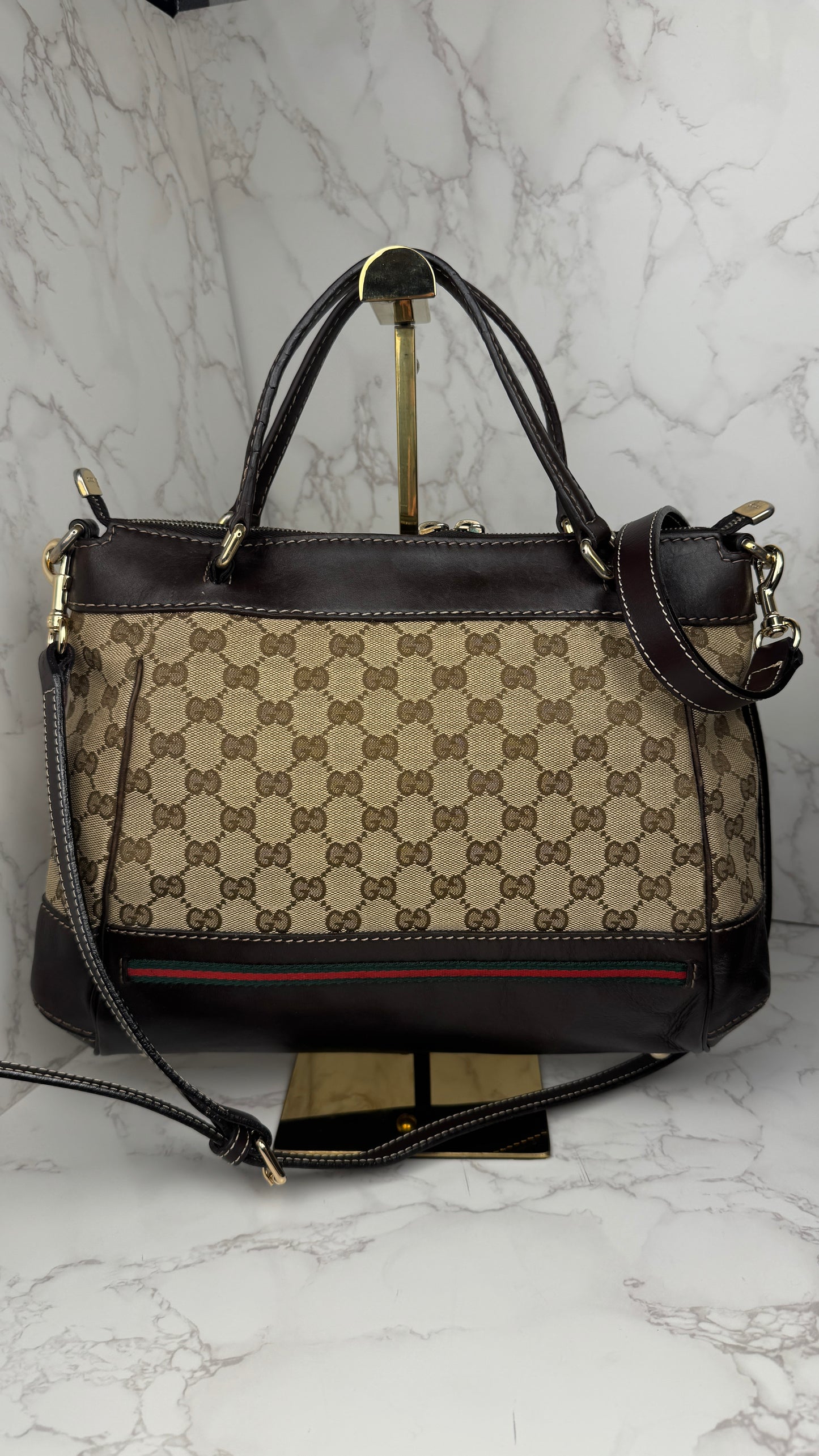 Gucci Mayfair Handle GG Canvas Brown