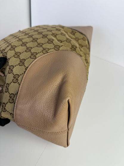 GUCCI Bree GG Canvas Shoulder Bag Pink Nude