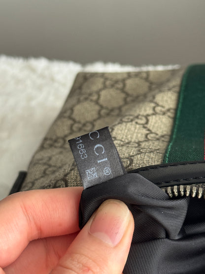 GUCCI Web Flat Mini Crossbody GG Supreme Coated Canvas Black