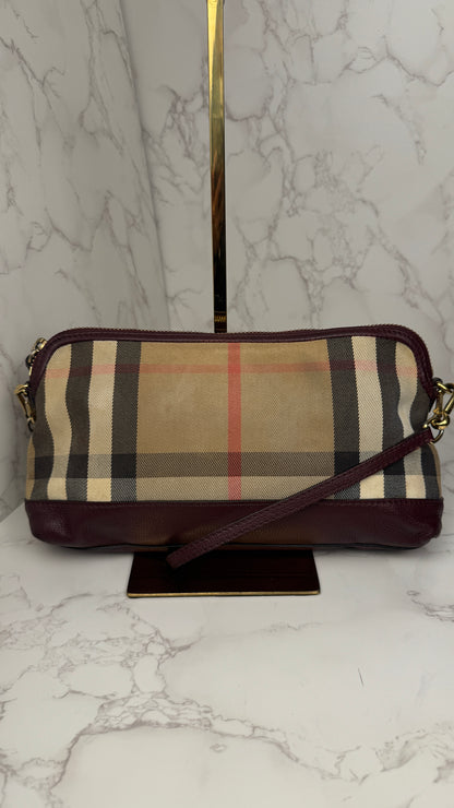 Burberry Convertible Clutch House Check Canvas Small