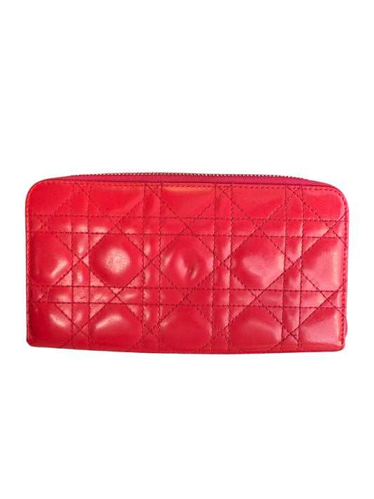 WA4👛Dior Long wallet zippy Red (COA Included) retail $1350