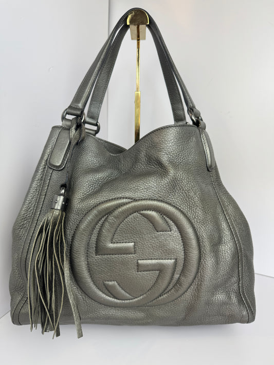 Gucci Soho Leather medium Grey  Bag