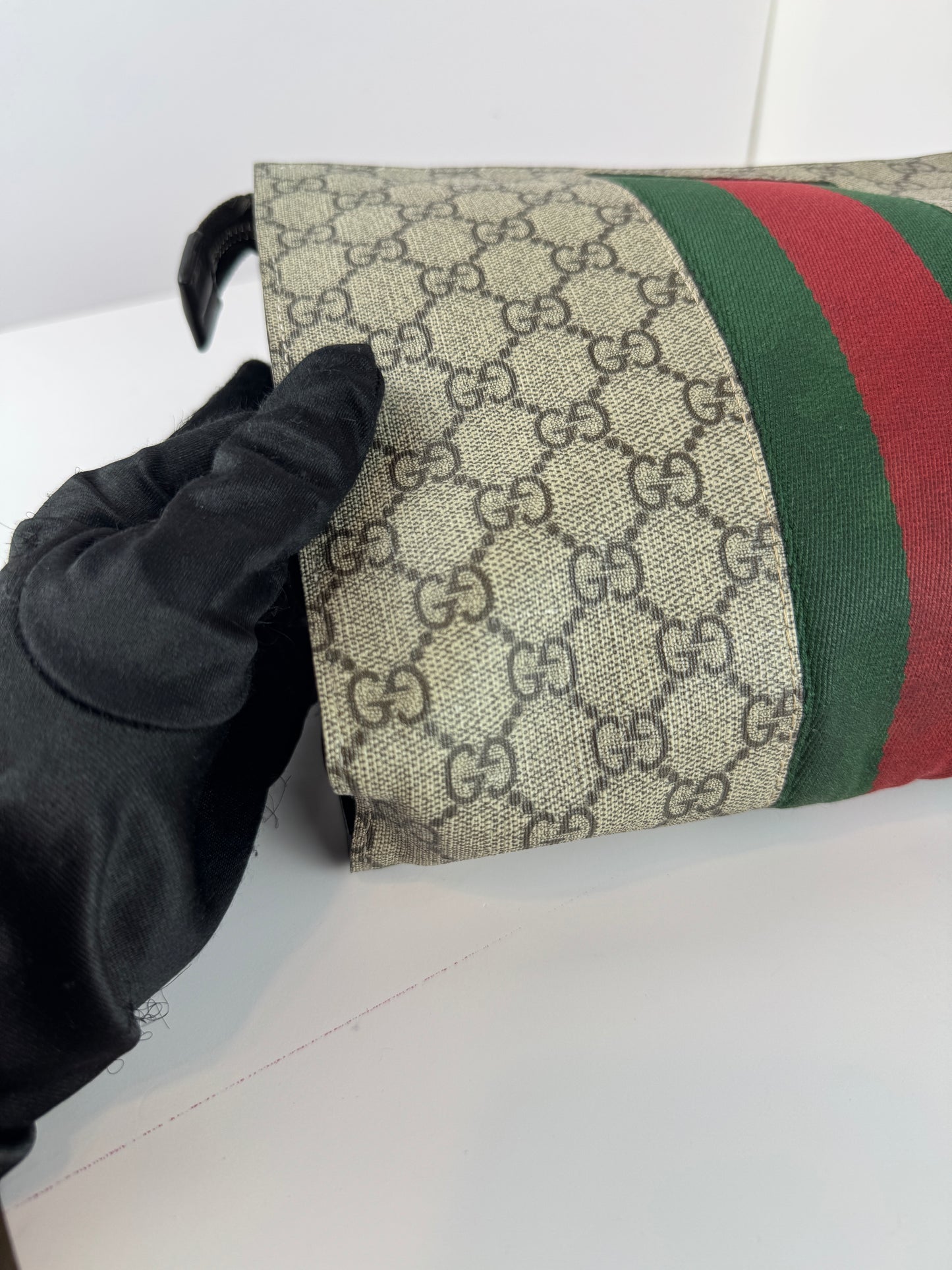 Gucci Web Clutch GG Supreme Coated Canvas