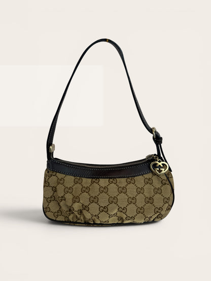 GU14👜 Gucci Mini Heart love Pochette GG Canvas (COA included)